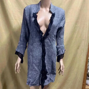 Soft Surroundings Gray w/ black details cover/light jacket women's size Large